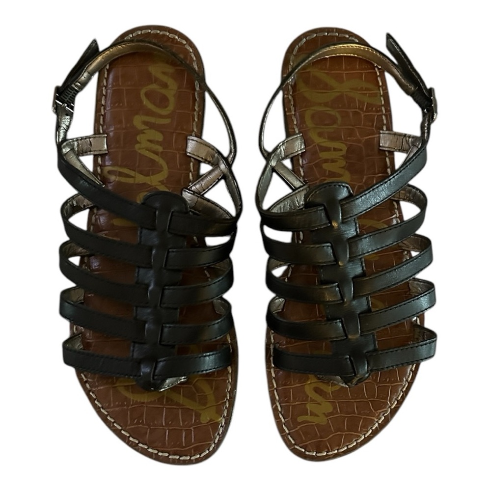 Sam Edelman black leather sandals size 6 flat no heel